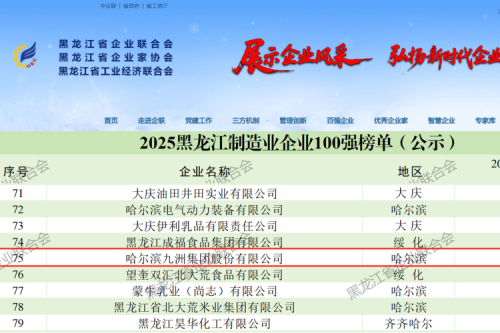 喜報！九洲集團連續(xù)七年躋身龍江雙百強 以穩(wěn)健發(fā)展續(xù)寫榮譽篇章